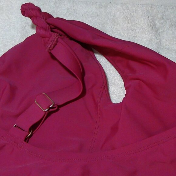 Shade & Shore Women's One Shoulder Twist Cut-out One Piece Swimsuit Purple M L - Picture 13 of 16